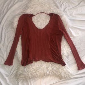 Long sleeve double v neck top